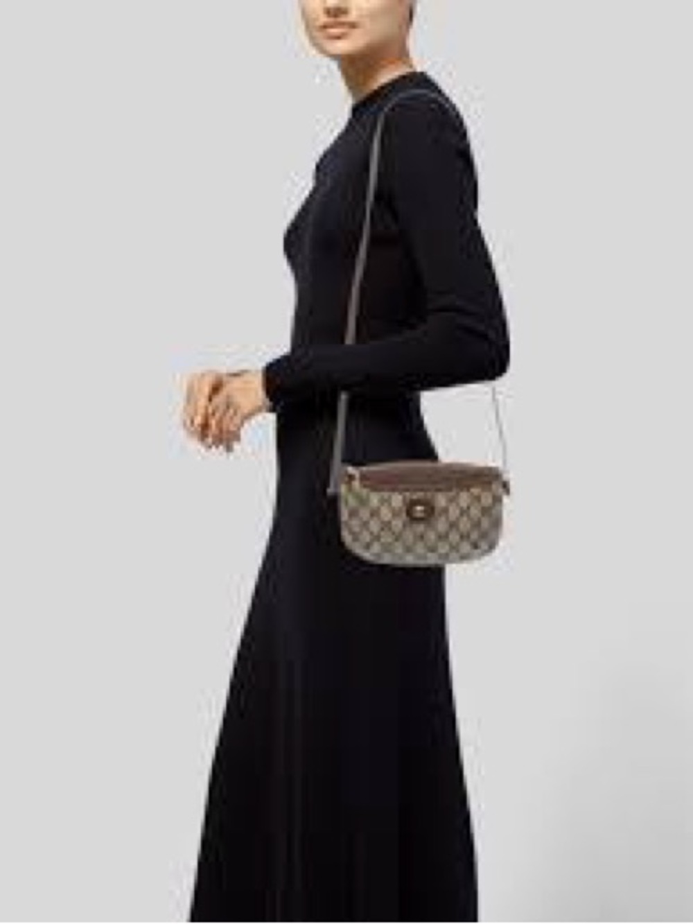Vintage Gucci GG Supreme Mini Crossbody Pouch Bag Brown Coated Canvas 80s